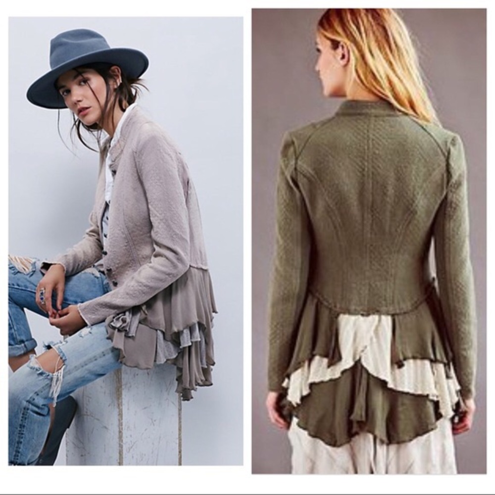 🌸Free people🌼military ruffle jacket  size 4